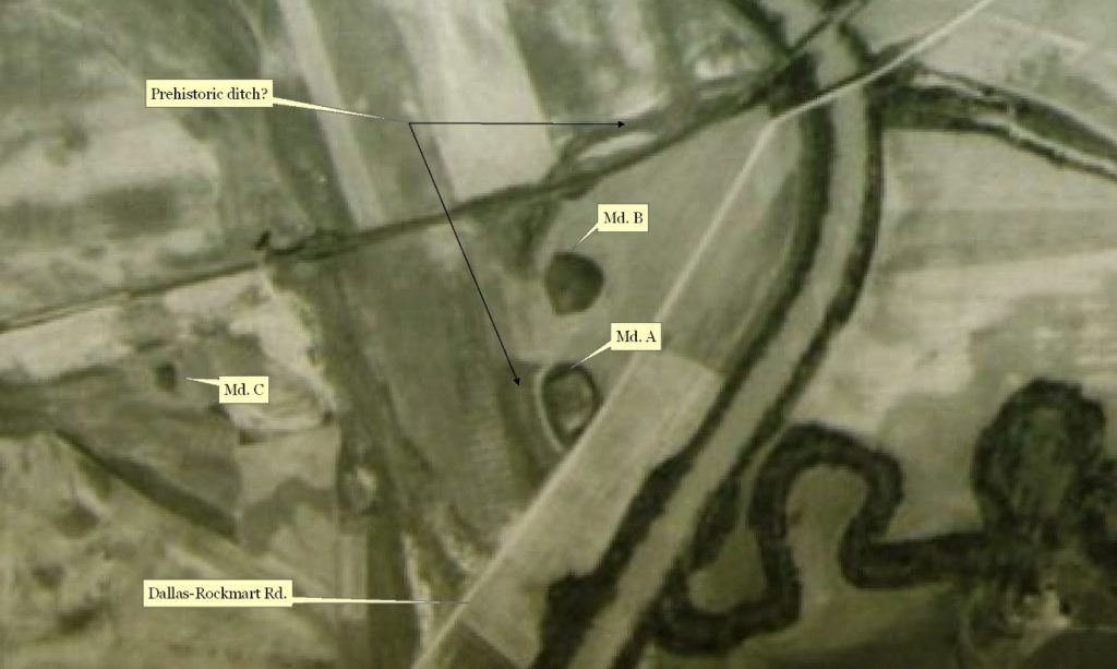 Figure 1. 1938 Aerial Photograph Showing the Leake Mounds (Agricultural Stabilization and Conservation Service 1938)