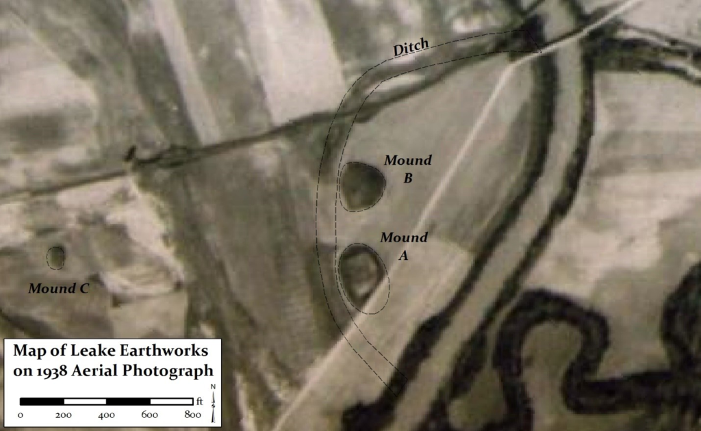 Figure 13. Leake Earthworks on 1938 aerial photograph.
