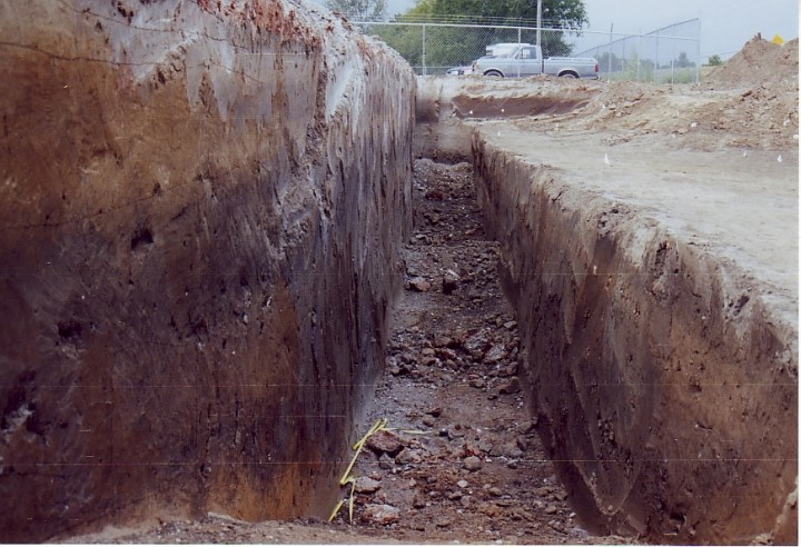 Figure 15. Photograph facing south along a trench excavated to inspect the ditch.