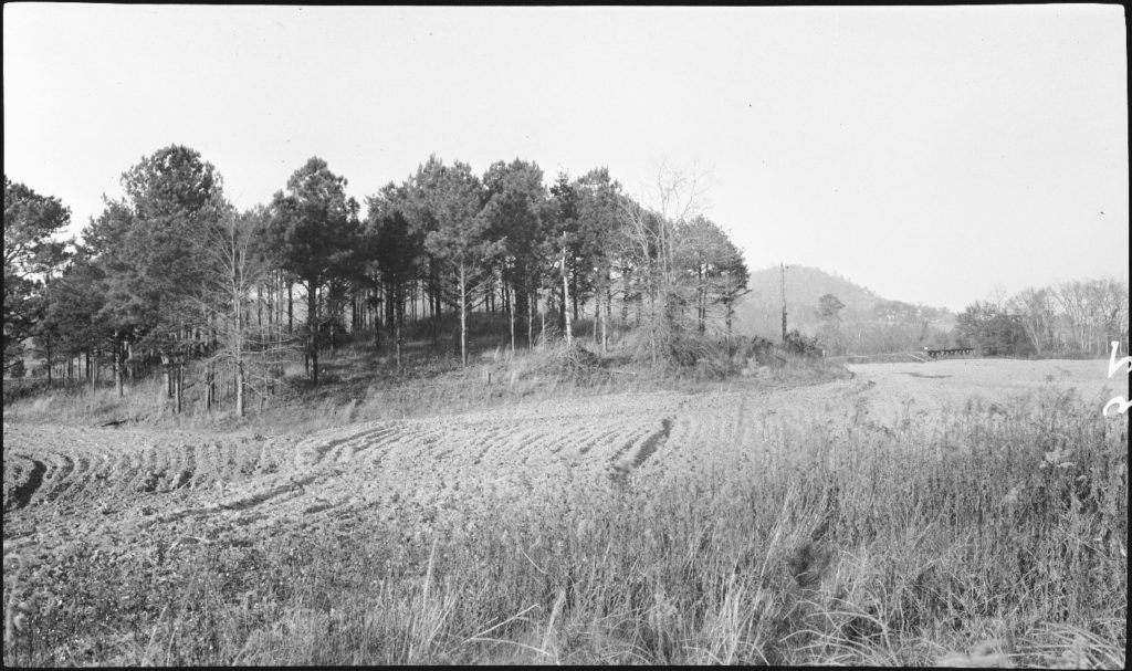 Figure 6. 1917 Photograph of Mound B (Anonymous 1917). Original caption reads: “Indian Mound on Leake Property, 4 Mi. S.W. of Cartersville”.